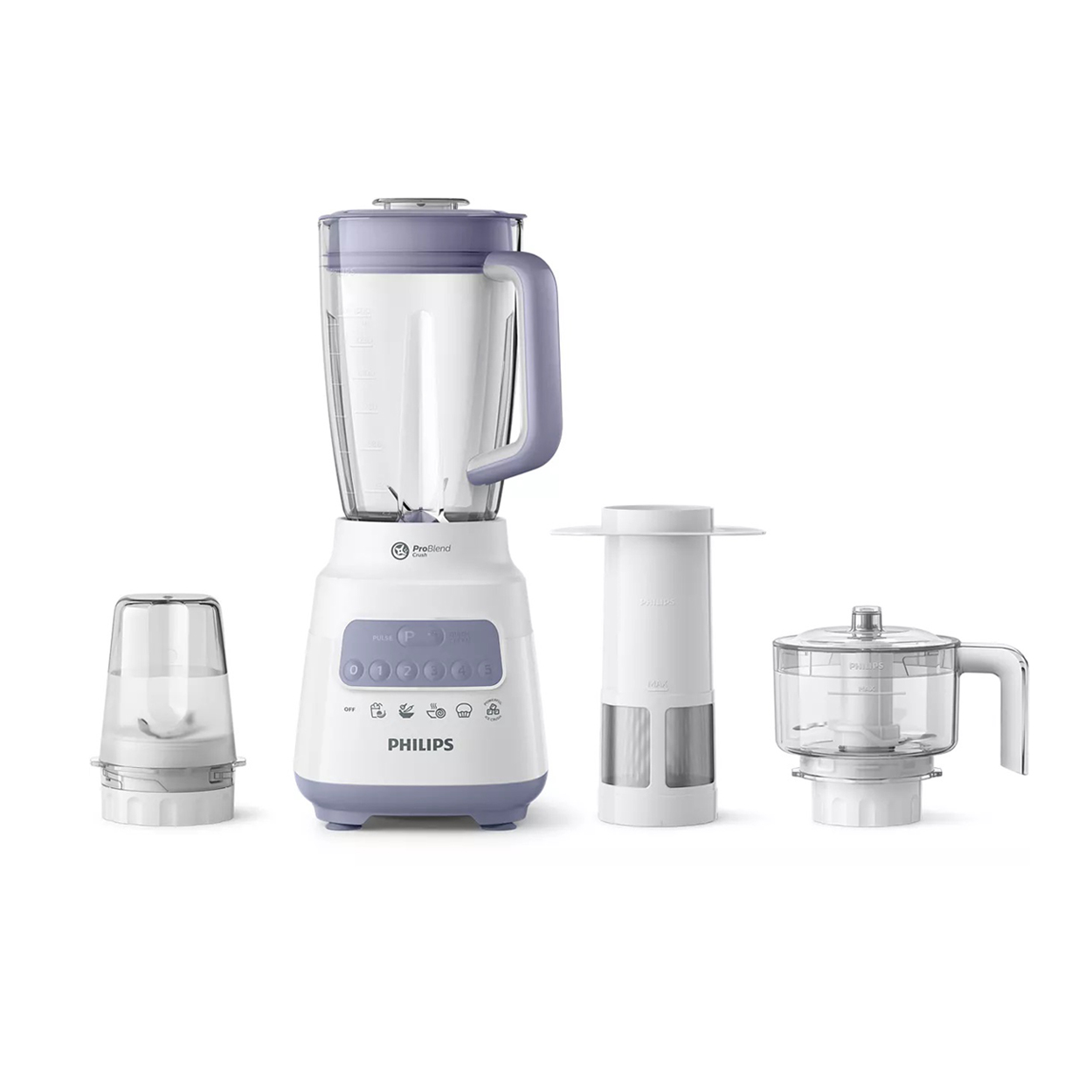 Máy Xay Sinh Tố Philips HR2223/00 (Trắng) - Hàng Phân Phối Chính Hãng - Bảo Hành 24 Tháng Toàn Quốc - 3 cối xay nhựa