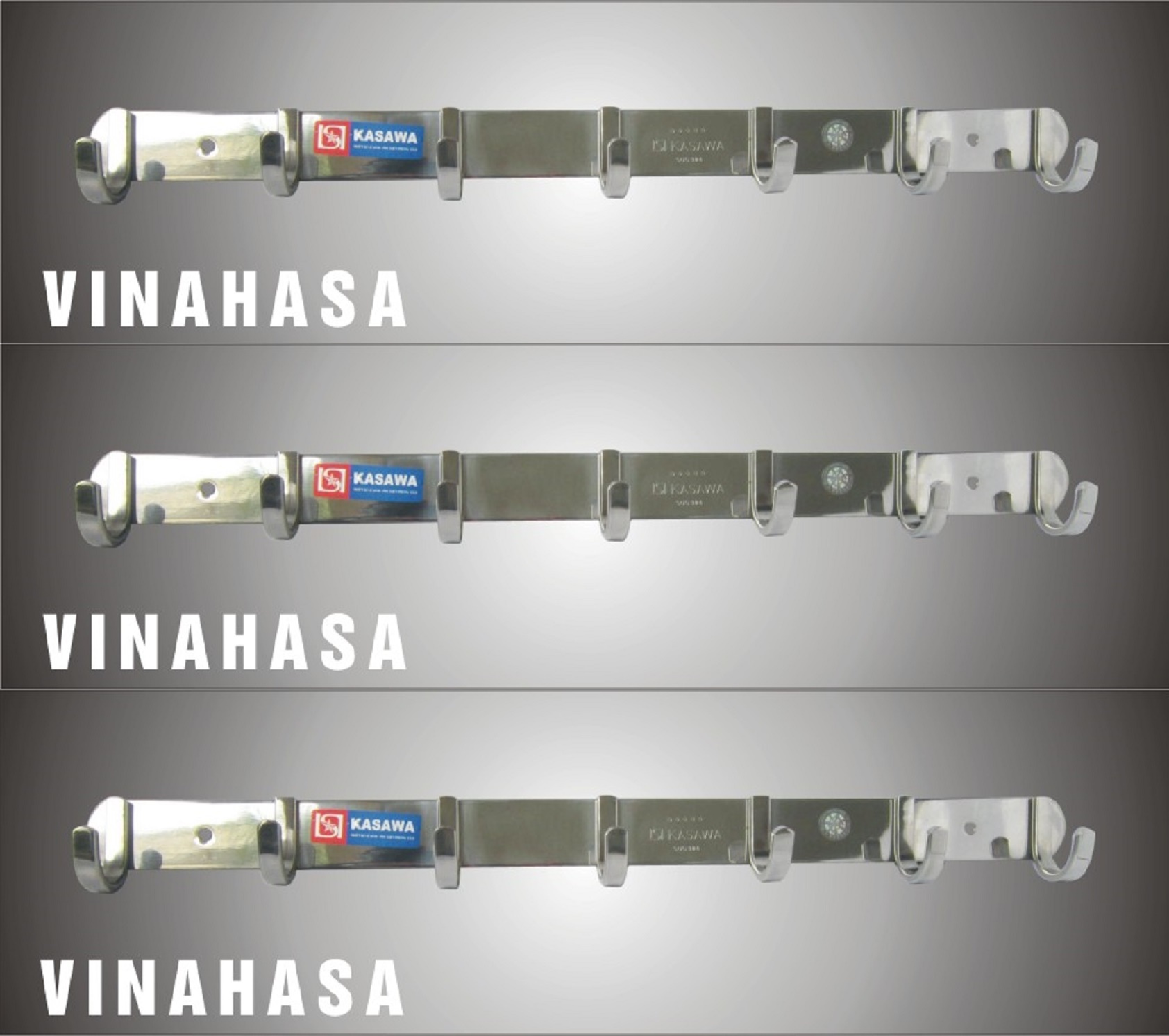 Bộ 3 Móc treo quần áo inox gắn tường Vinahasa MH210 7 móc đơn siêu bền siêu chắc chịu tải 15kg (Tặng bộ vít nở - bảo hành 12 tháng – 1 đổi 1 trong vòng 7 ngày)