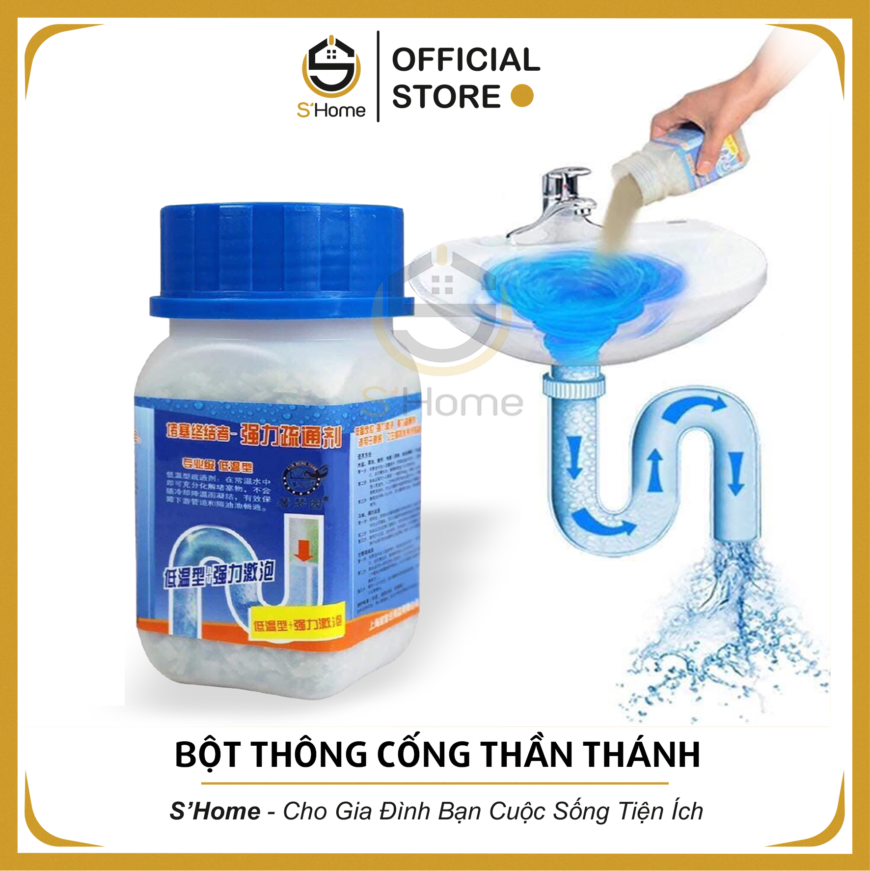 Bột Thông Cống , Bột Thông Tắc Đường Ống, Bồn Rửa Chén, Lavabo - S'Home - SH30