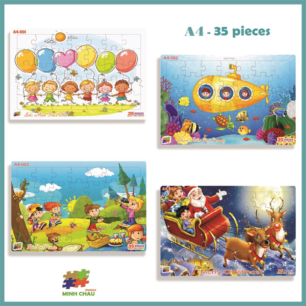 [HCM]Tranh xếp hình 35 mảnh khổ A4 20x30cm – đồ chơi trí tuệ cho bé từ 2 tuổi – Thế giới tuổi thơ