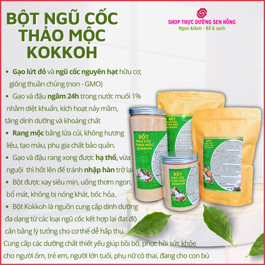 Bột ngũ cốc thảo mộc Kokkoh (1KG) Từ ngũ cốc nguyên hạt, giảm cân, tăng cơ, lợi sữa, làm bột ăn dặm cho em bé