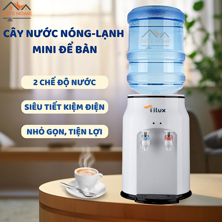 Cây Nước Nóng Lạnh Bình Nước Nóng Lạnh Mini Để Bàn Tiết Kiệm Điện TILUX Có Công Tắc Tắt Bật Nóng Lạnh