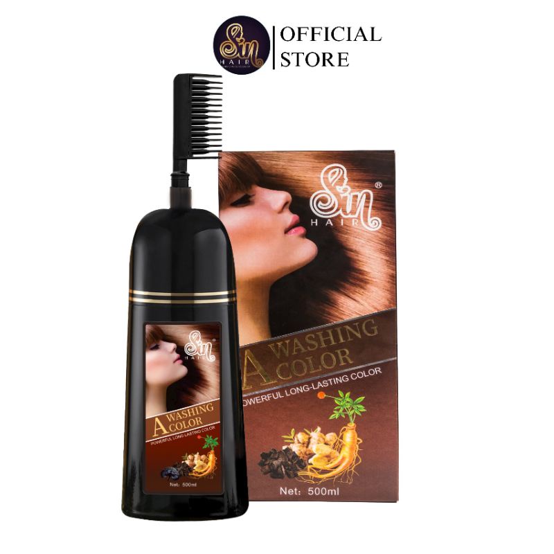 Mẫu Mới Dầu Gội Nhuộm Nâu Tóc SIN HAIIR (CHAI NÂU)