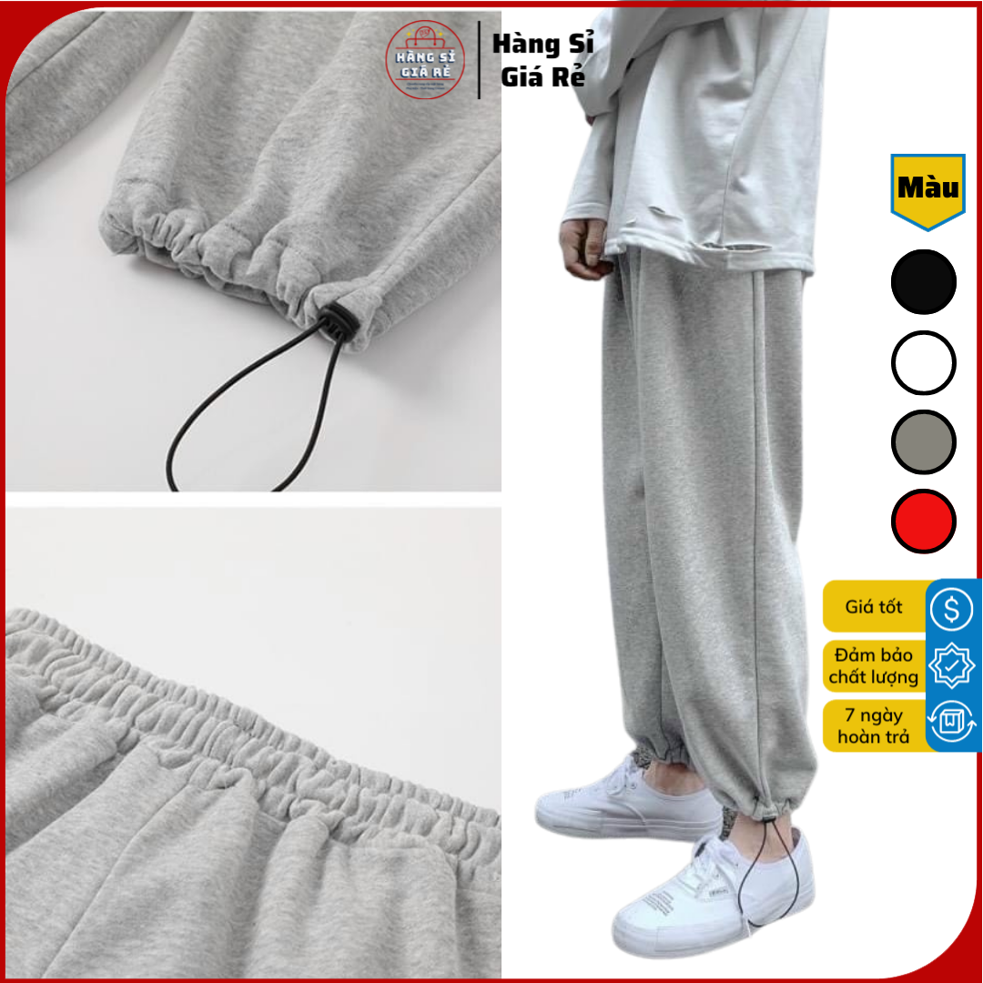 [ SIÊU HOT ] Quần Thun Nỉ GOURD Unisex  Jogger dáng thụng dây rút ống rộng CHÂN CUA màu ĐEN | XÁM nam nữ