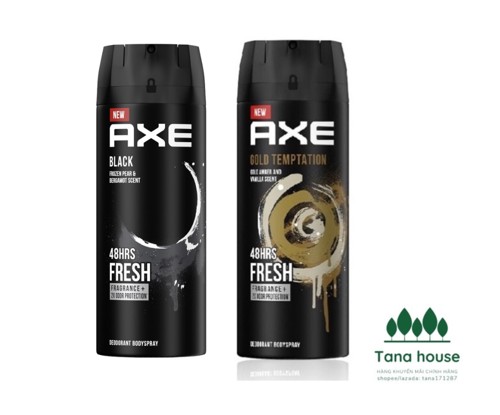 Xịt nước hoa khử mùi toàn thân nam Axe Gold/Black Templation 135ml