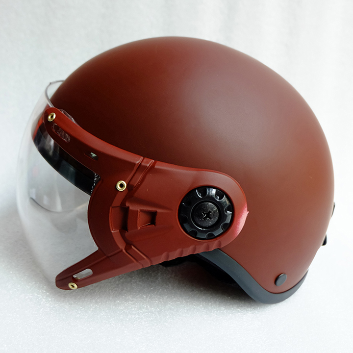 MŨ BẢO HIỂM 1/2 ĐẦU KÍNH CÀNGSƠN TRƠN MÀU NÂU-NÓN BẢO HIỂM NỮA ĐẦU-AN TOÀN ĐẠT CHUẨN