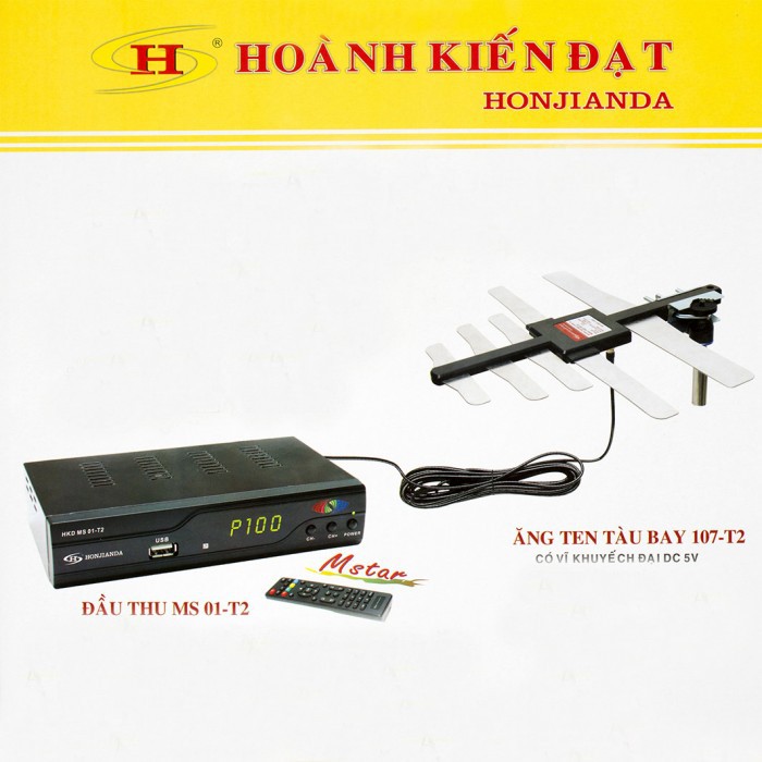 COMBO ĐẦU THU TRUYỀN HÌNH MẶT ĐẤT HKD MS01 + ANTEN CHUYÊN DỤNG DVBT2 + 15M DÂY CÁP ĐỒNG TRỤC