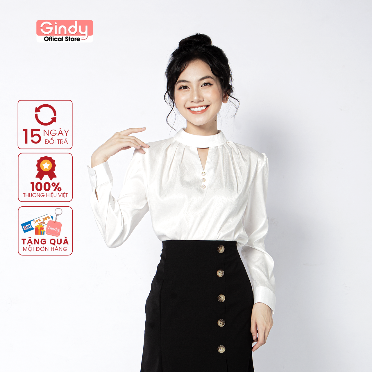 Áo sơ mi nữ GINDY sơmi đẹp vải lụa vân Pháp thiết kế phù hợp thời trang công sở, sơ mi học sinh sinh viên A7111