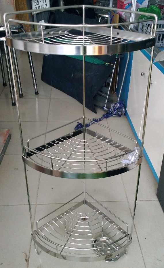 Kệ góc 3 tầng phòng tắm inox 304.kệ inox 3 tầng