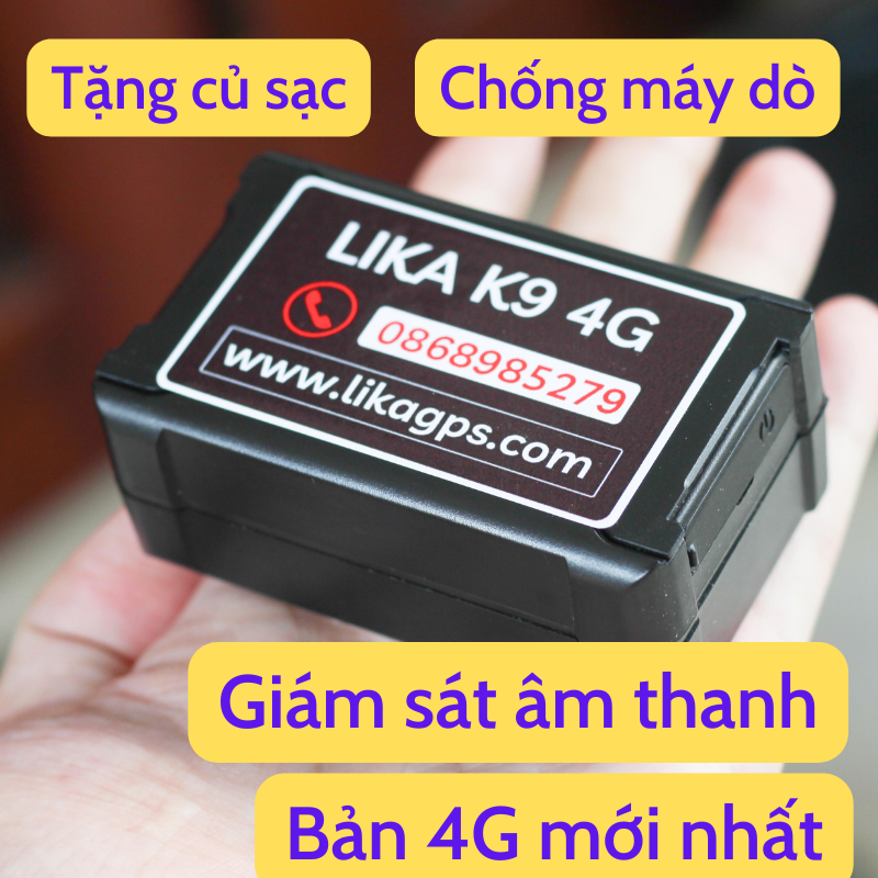 Thiết bị LIKA K9 4G NEW pin 30 ngày thời gian chờ 1 năm độ chính xác cao - Bảo hành 12 tháng -Tặng SIM data Viettel - định vị xe máy ô tô