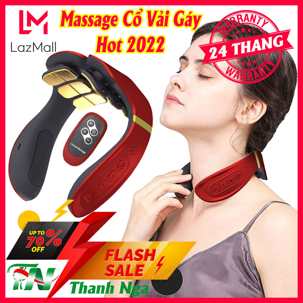 Máy Cổ Vai Gáy Xung Điện Cao Cấp - Máy Massage Cổ Vai Gáy 6 đầu tiếp xúc, 12 chế độ mat xa, 9 cường độ