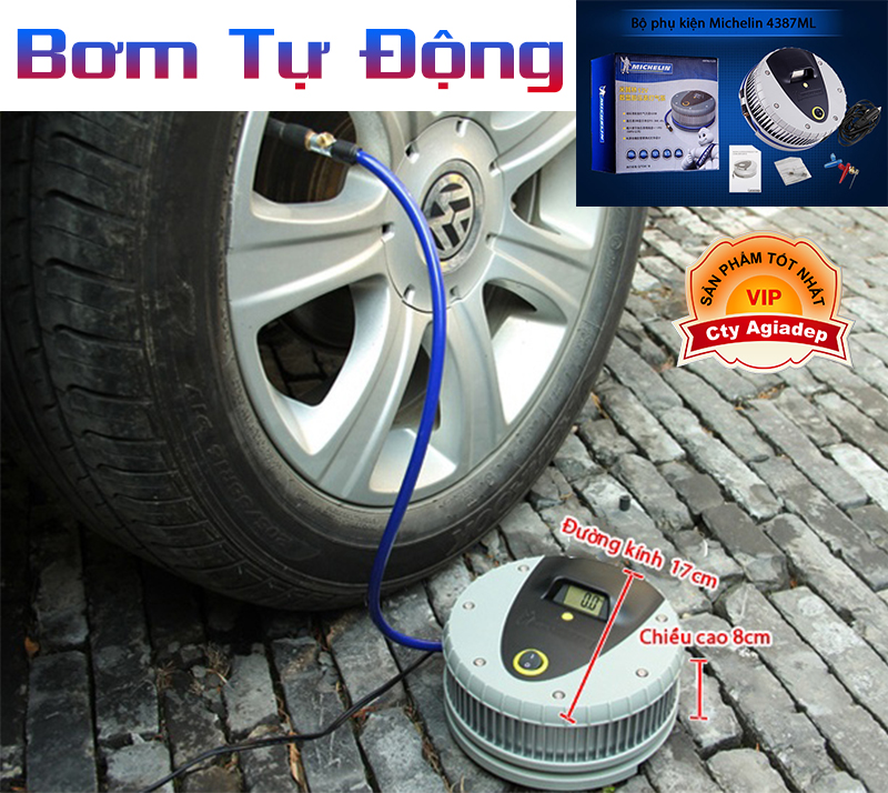 Máy bơm lốp oto, xe hơi điện tử MICHELIN 4387ML cao cấp, máy bơm tự động, máy bơm lốp, an toàn, tiện dụng - Nhập khẩu by Agiadep