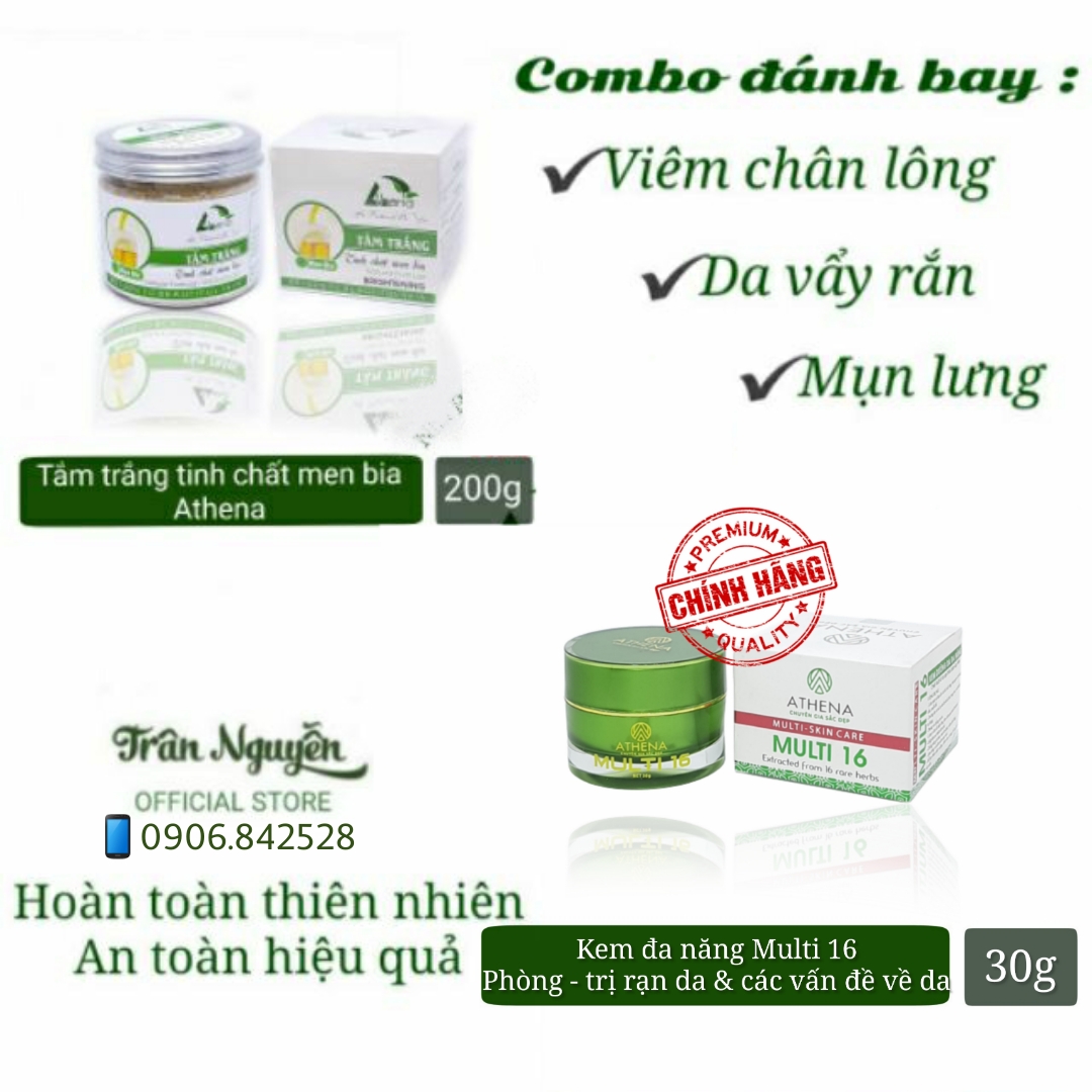 Combo lớn Tắm men bia + Kem Multi 16 Athena 30g