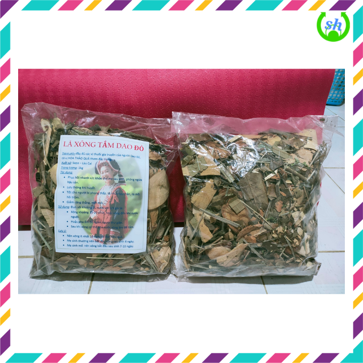 Lá xông tắm Dao Đỏ cho mẹ sau sinh - gói 1kg 3 lần xông tắm