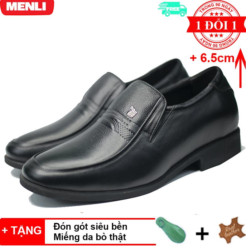 Giày lười giày mọi nam  DA BÒ 100% MENLI  GLLZ150 tăng chiều cao 6.5cm