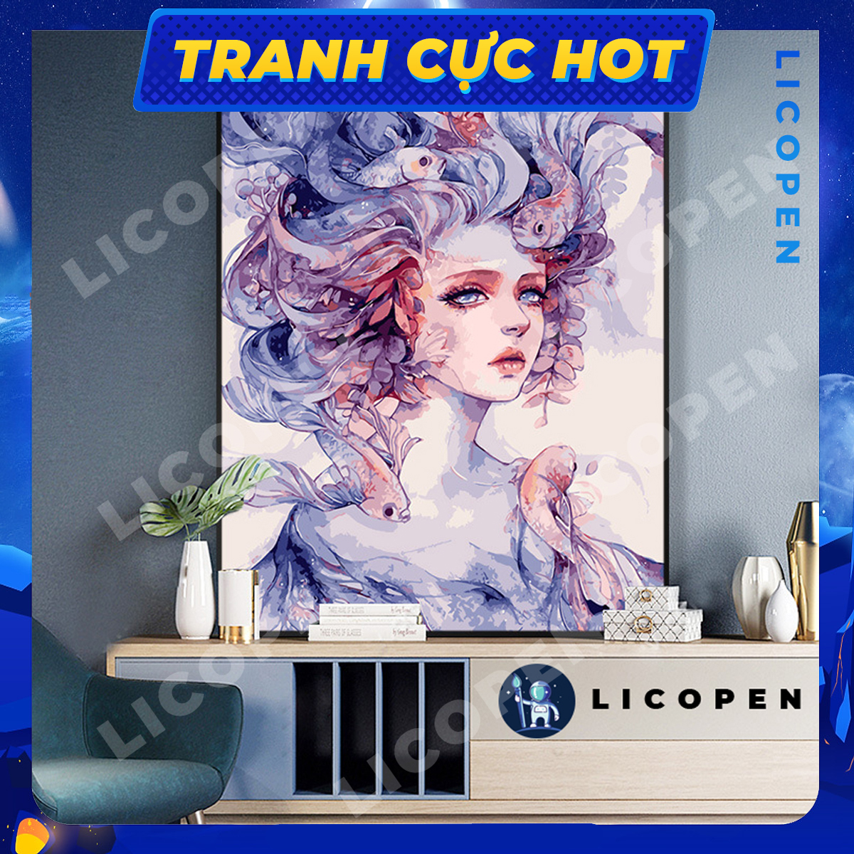 🔥 tranh sơn dầu số hóa licopen 40x50cm tranh tranh cô gái tím - ms02 hàng có sẵn giao nga