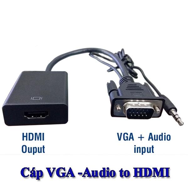 Cáp chuyển đổi tín hiệu từ VGA sang HDMI có âm thanh + Cáp Micro USB cấp nguồn, thiết bị truyền tín hiệu từ máy tính bàn,laptop,ra tivi,máy chiếu,màn hình máy tính