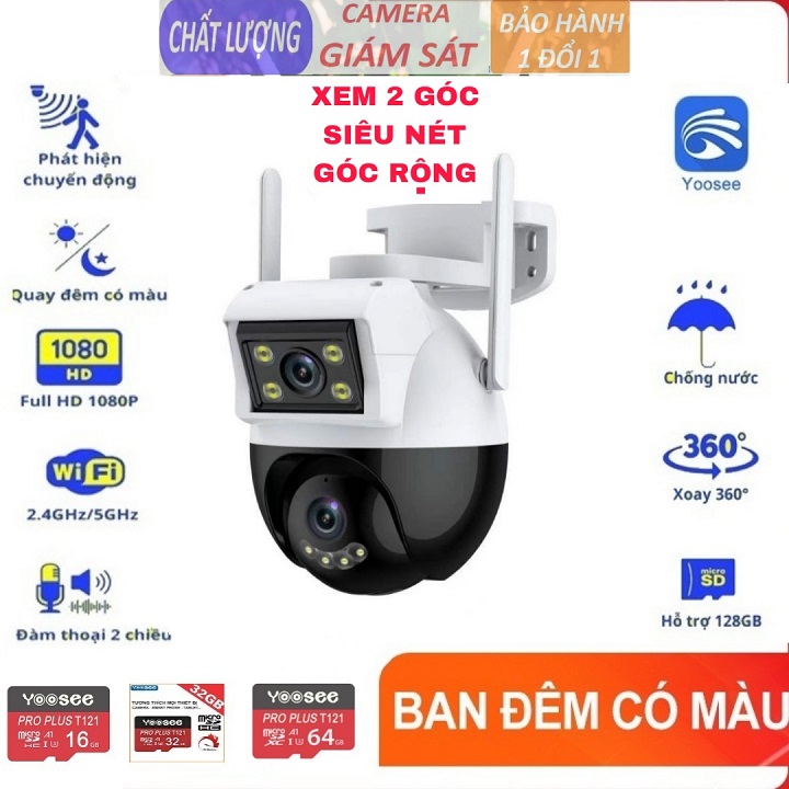 [ SIÊU NÉT ] Camera Yoosee Ngoài Trời 2 Mắt Mode Q42d, Chuẩn 4.0mpx, Siêu Nét Góc Rộng, Xem 2 Màn Hình, Xoay 360 Độ, Chống Nước Cực Bền, Ban Đêm Có Màu, Đàm Thoại 2 Chiều Hàng Chính Hãng, Bảo Hành 1 Năm Trên Toàn Quốc.