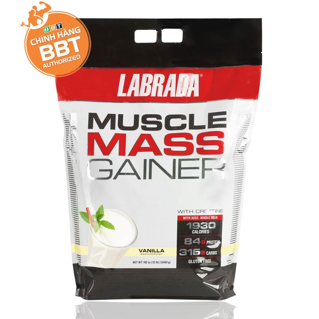 Labrada Muscle Mass Gainer 12Lbs, Hỗ Trợ Tăng Cân Tăng Cơ Nạc, Bổ Sung 1265 Calo, 52g Protein & 20 Vitamin Khoáng Chất