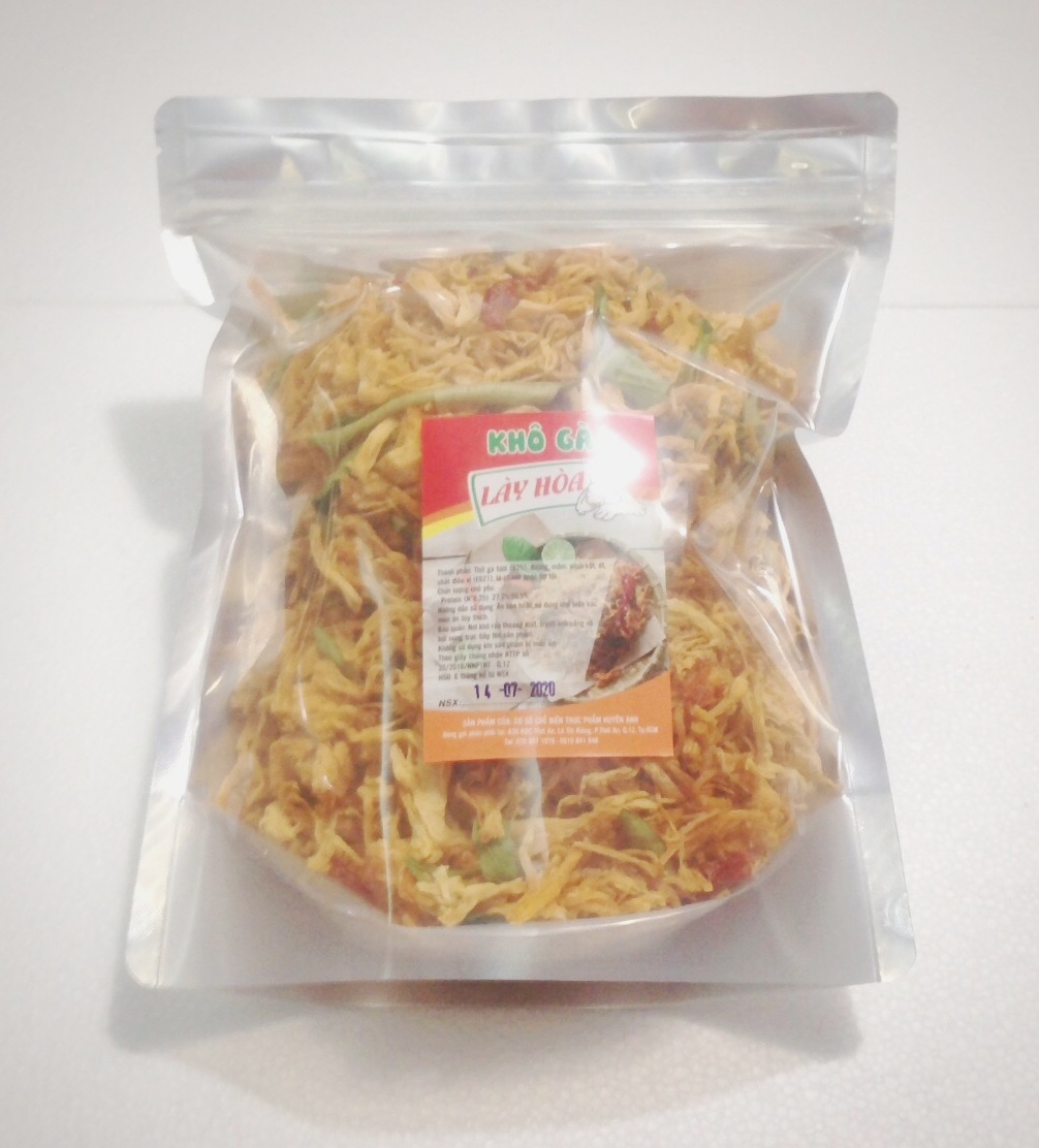 [HCM]500g Khô gà lá chanh cay giòn Lày Hòa (1 bịch ziper) chế biến từ những nguyên liệu tươi mới đảm bảo vệ sinh an toàn thực phẩm