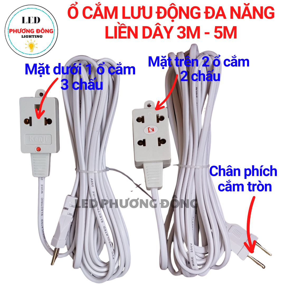 Ổ cắm đa năng liền dây - ổ cắm nối lưu động 3m - 5m