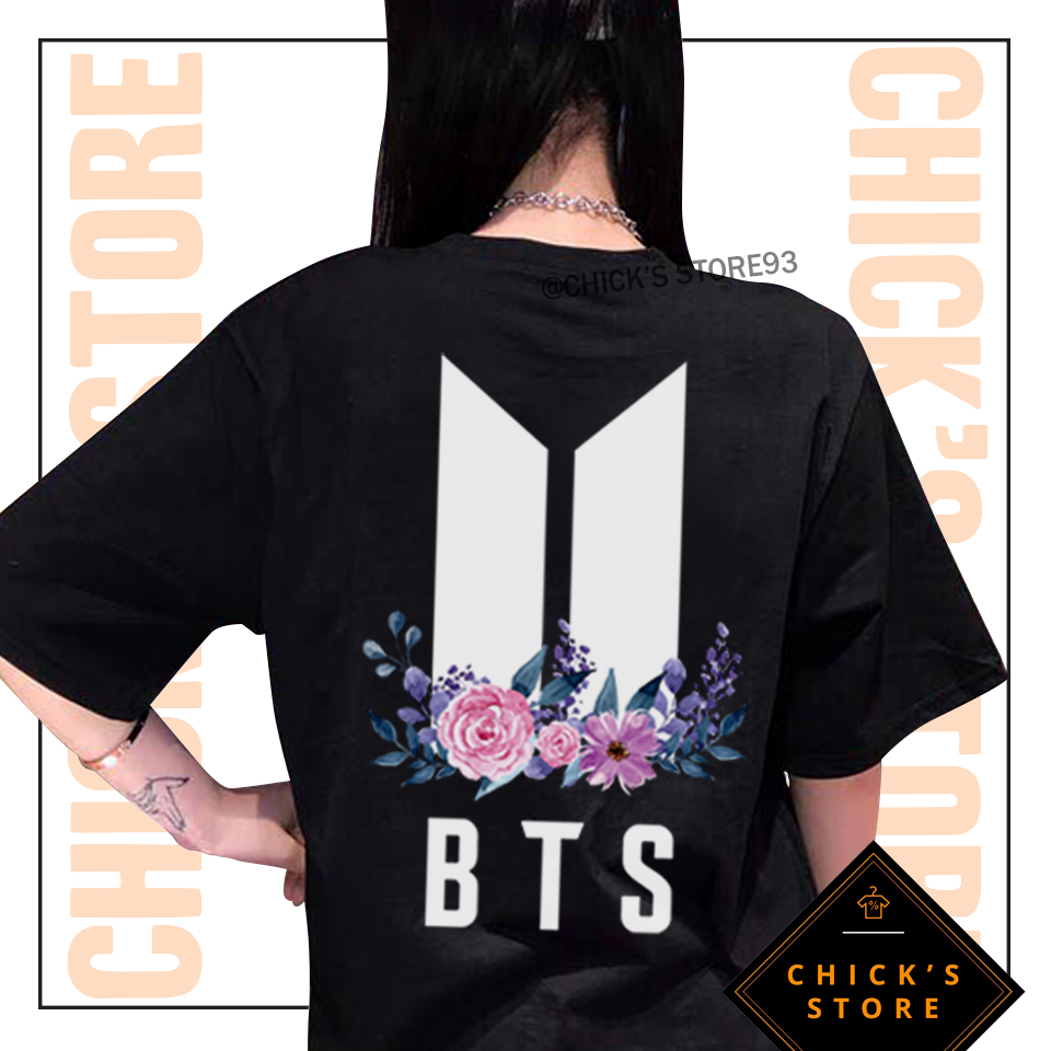 Áo thun tay lỡ bts phối hoa - chick's store 93