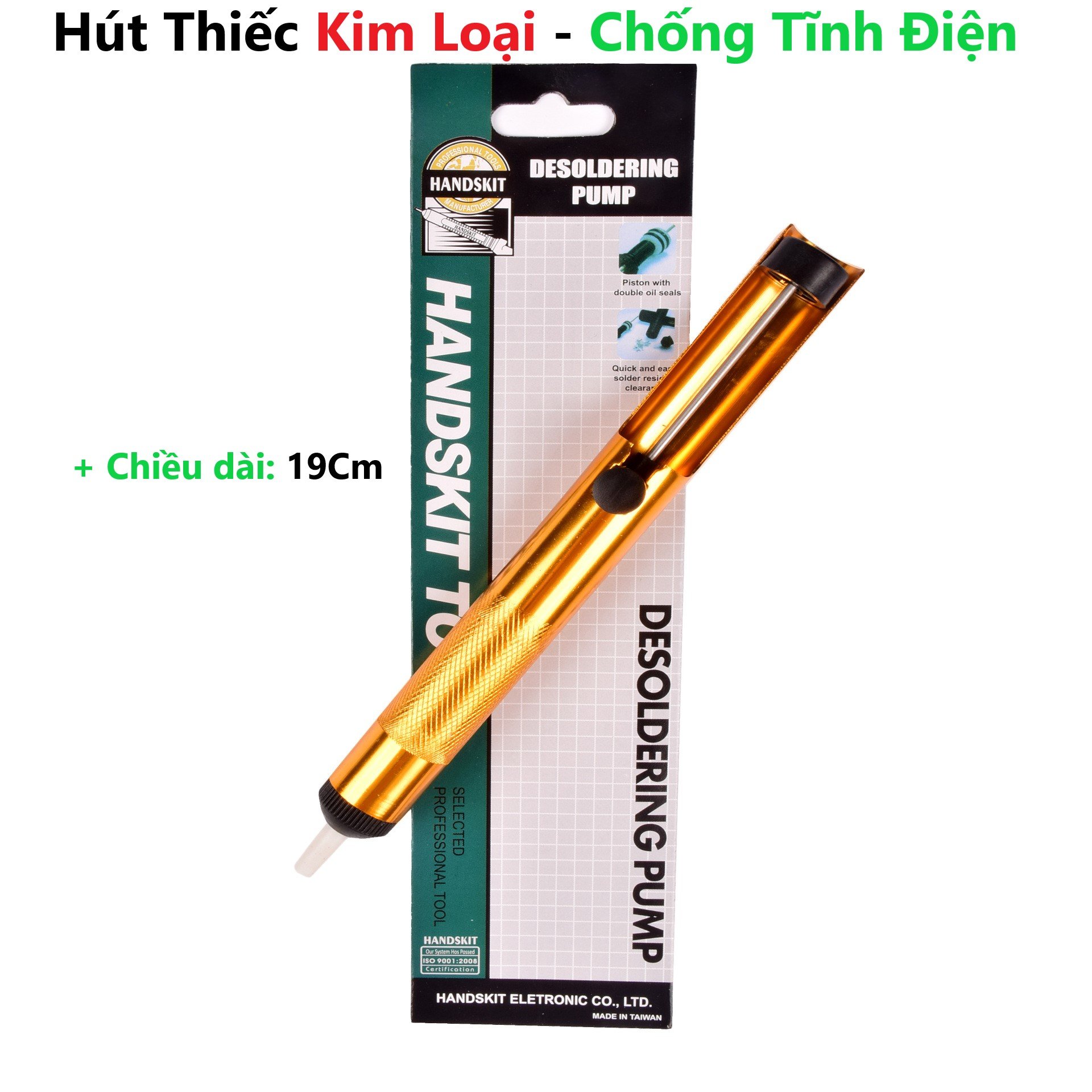 Hút thiếc chống tĩnh điện cầm tay mini 136a - hút thiếc chân linh kiện - hàng đài loan, hút thiếc mini sg-134b dài 19,5cn