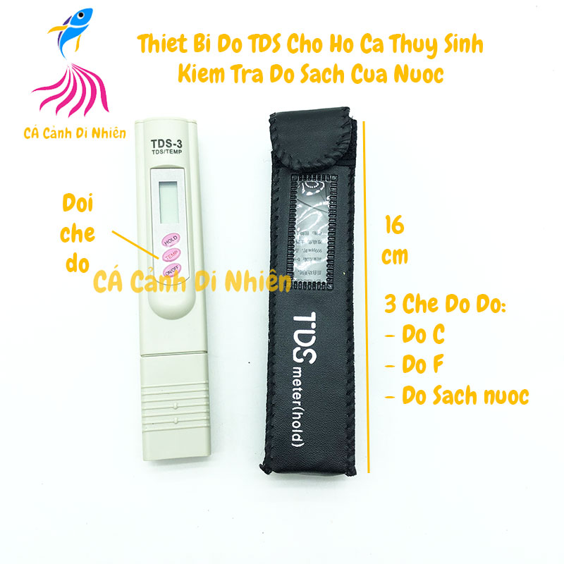 Thiết bị đo, bút đo TDS-3 đo độ sạch của nước cho hồ tép thủy sinh kèm bao da