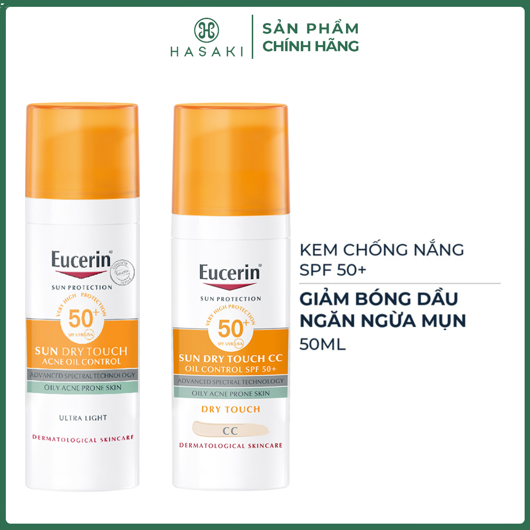 Kem Chống Nắng Eucerin Kiềm Dầu & Ngừa Mụn 50ml Sun Dry Touch Acne Oil Control SPF 50+ Hasaki Sản Phẩm Chính Hãng