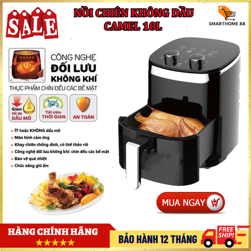 Nồi chiên không dầu CAMEL 10L, Bếp chiên không dầu, Nồi chiên không dầu chính hãng, Nồi chiên không dầu 10L công xuát 1500W giúp thực phẩm nhanh chín tiết kiệm điện năng bảo về sức khỏe gia đình, Lò nướng điện, noi chien khong dau