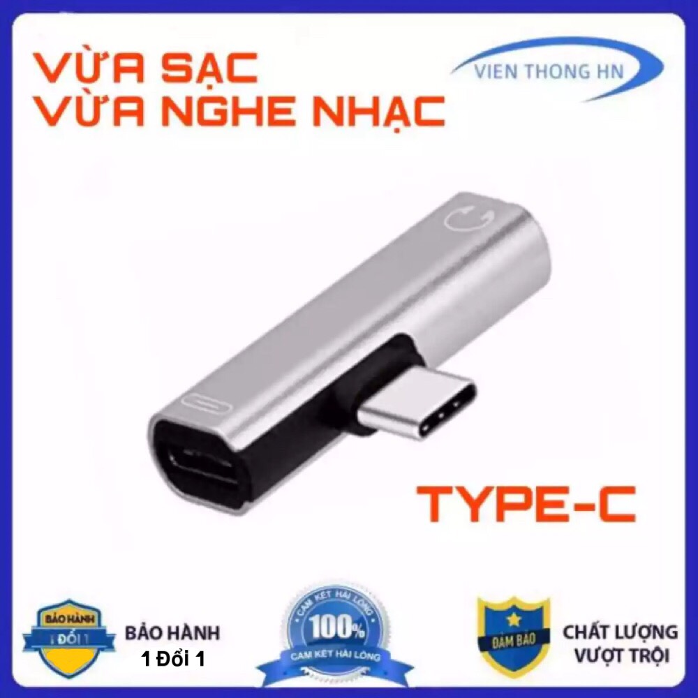 đầu chuyển Jack chuyển type c adapter Cho Tai Nghe + Sạc Điện Thoại 2 Cổng type c và jack 3.5mm samsung oppo xiaomi vừa sạc vừa nghe nhạc