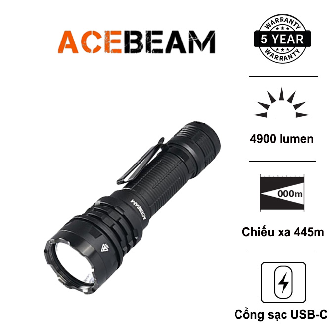 Đèn pin ACEBEAM P17 Defender sáng 4900 lumen chiếu xa 445m pin 21700 tích
