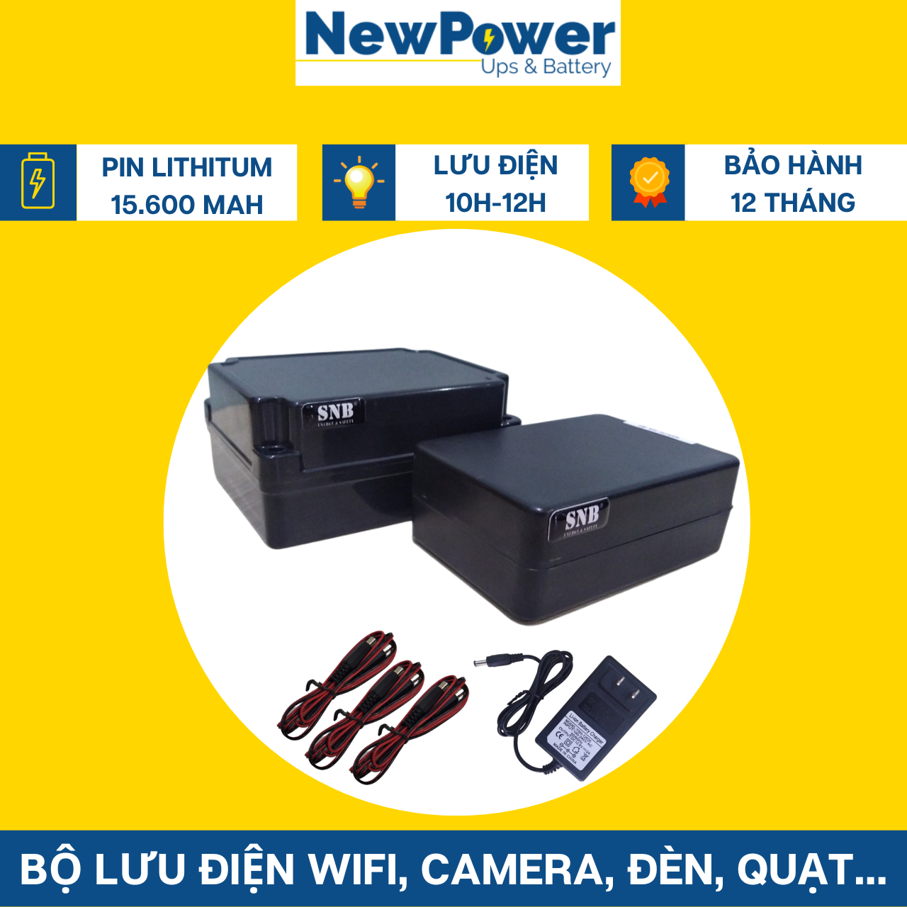 Bộ lưu điện gia đình ups 15600mah 12v+5v, ups 5v dùng cho camera,wifi,..,mới 100%,bh 12 tháng,xuất xứ vn