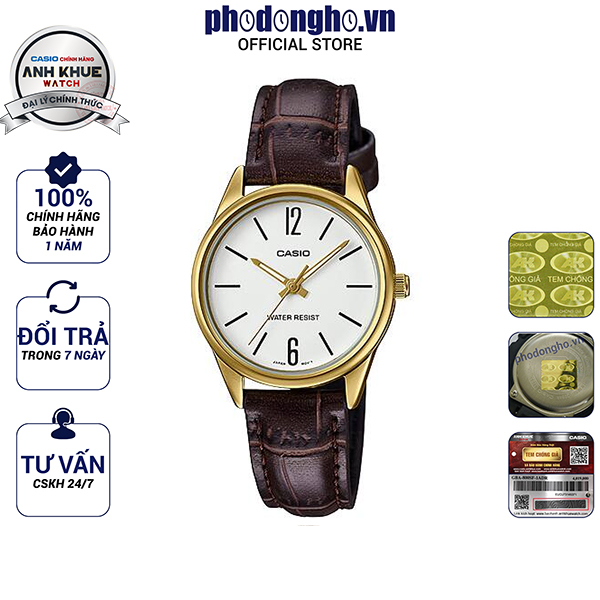 Đồng hồ nữ dây da casio anh khuê ltp-v005gl-7budf