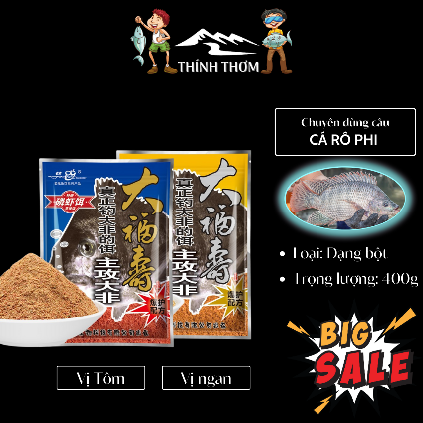 Mồi câu cá rô phi đại phi vị tôm + gan mồi câu lão quỷ tổng hợp chuyên câu rô phi