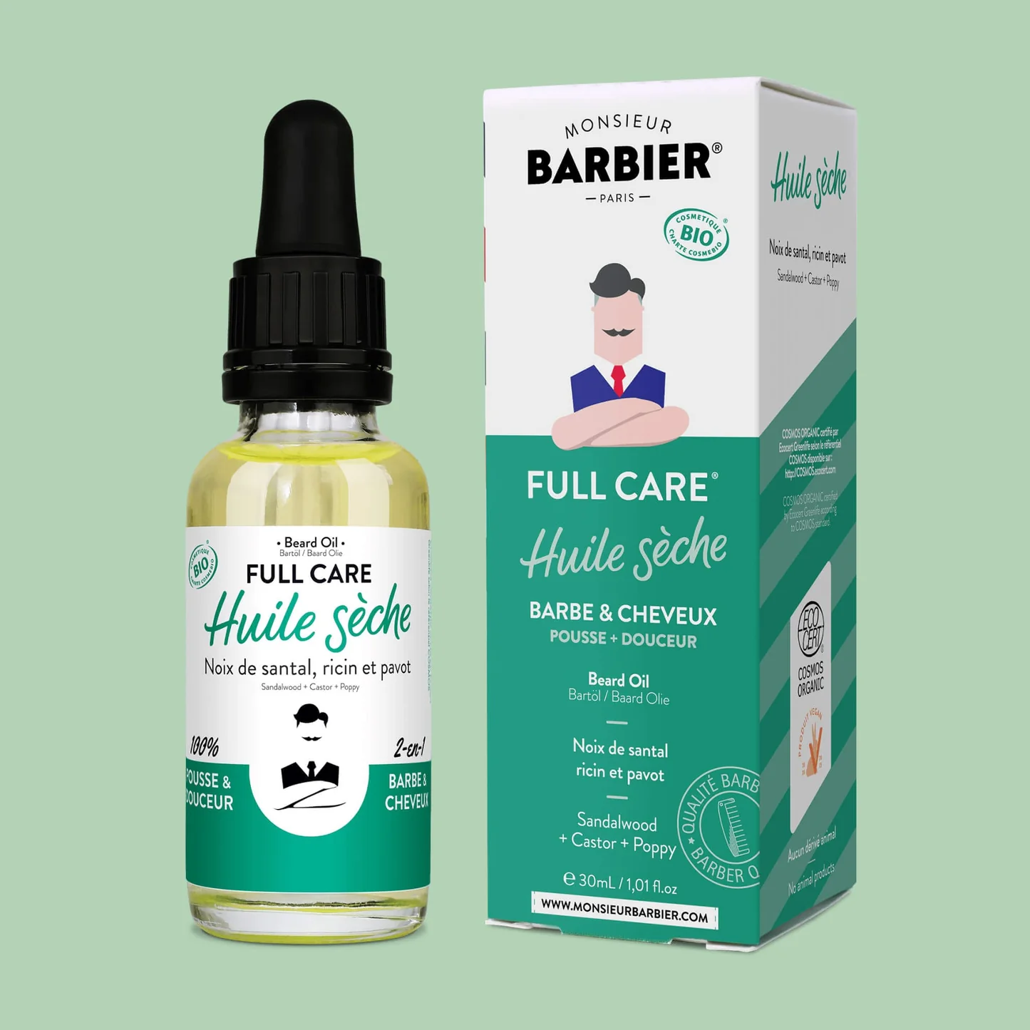 Dầu dưỡng và tạo kiểu râu tóc thiên nhiên dành cho nam Monsieur Barbier 75ml