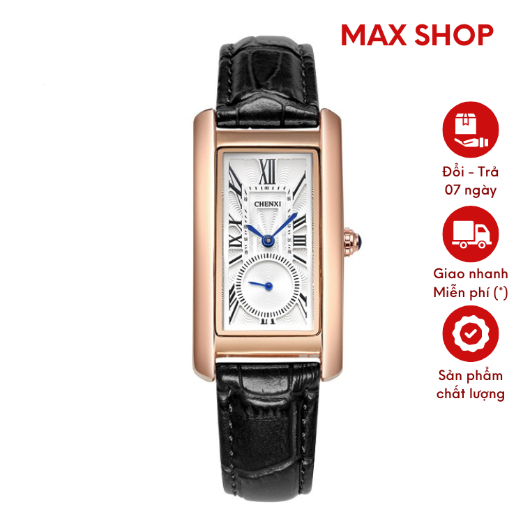 Đồng Hồ Nữ CHENXI Dây Da Mặt Kính SAPPHIRE Hình Chữ Nhật Nữ Tính Sành Điệu