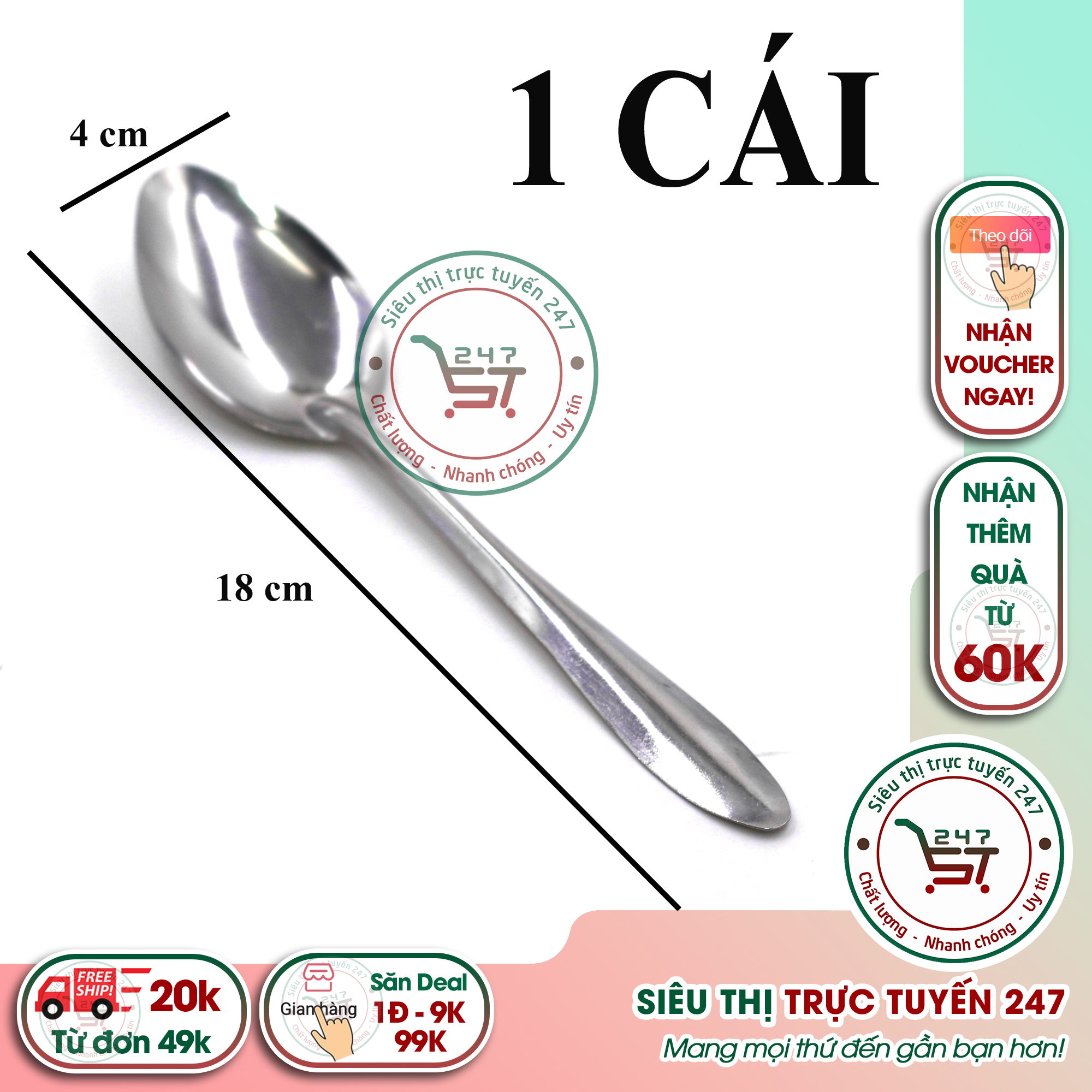 Muỗng súp trơn inox muỗng súp hoa hồng inox 430 sáng bóng không gỉ muỗng ăn cơm cán dài tiện lợi