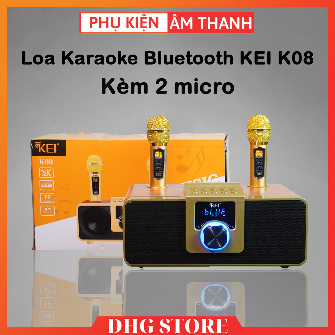 Loa Hát Karaoke Bluetooth Công Suất Lớn- Loa Karaoke Bluetooth KEI K08 Cao Cấp, Kết Nối Bluetooth 5.0, Màn Hình Led Hiển Thị, Âm Thanh Trầm Ấm Sống Động, Chống Hú, Chống Rít, kết nối USB, AUX, TF card. Bảo Hành 12 Tháng