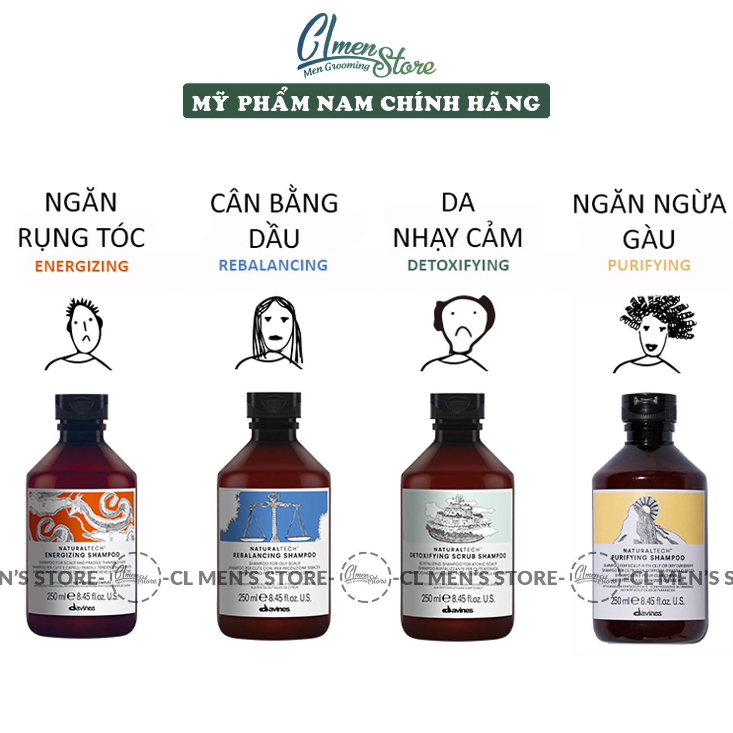 Dầu Gội Davines NaturalTech Shampoo 250ml (Ngăn Rụng - Ngăn Gàu - Cân Bằng Dầu - Giải Độc - Dưỡng Ẩm - Trường Thọ)