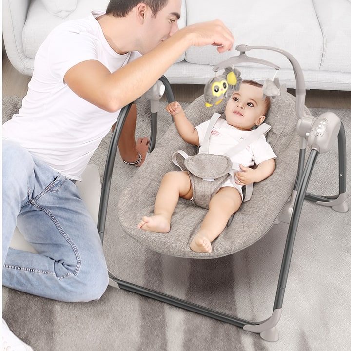 [ Xả Kho ] Nôi Điện Em Bé Rung Tự Động Cho Bé Model 2021 Màn Hình LED Cảm Ứng Điều Khiển Từ Xa, Nôi Điện Cảm Ứng Đa Năng, Nôi Cho Bé, Nôi điện Tiện Lợi
