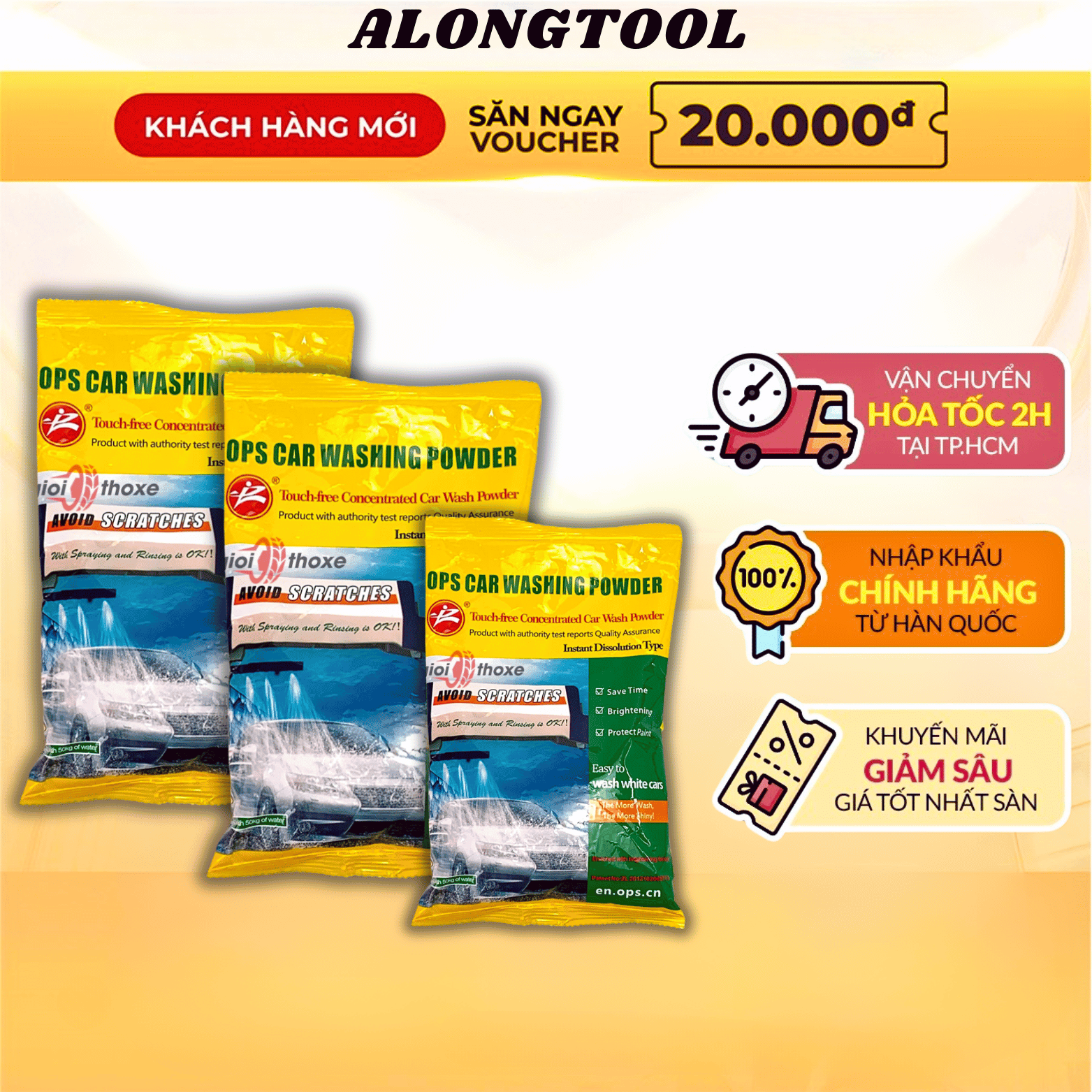 COMBO 10 GÓI BỘT RỬA XE KHÔNG CHẠM OPS Cao Cấp
