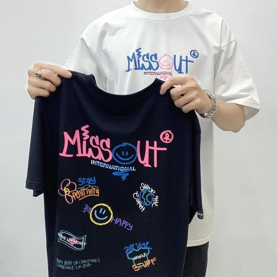 Áo thun missout trắng đen nam nữ, freesize phong cách hàn quốc