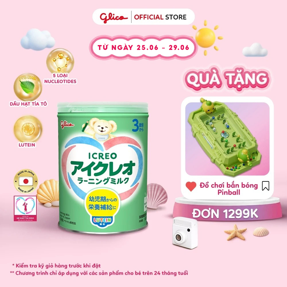 [VC-FREESHIP] Thực Phẩm Bổ Sung Sữa Dinh Dưỡng GLICO ICREO LEARNING MILK cho bé từ 3 tuổi trở lên (Số 3 - 820g/Lon)