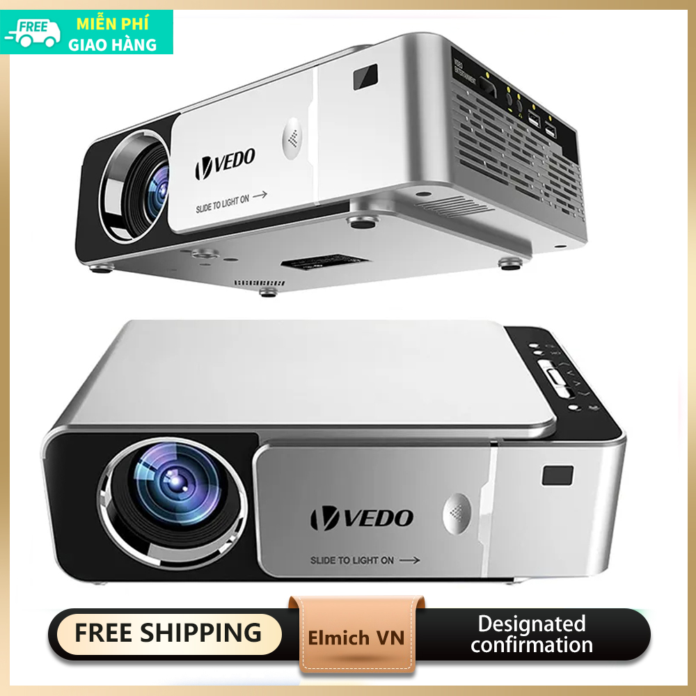 720P VEDO T6 Máy Chiếu Led Hỗ Trợ Bluetooth 4K  HD 3500 Lumens WiFi Phim Trò Chơi Di Động Rạp Hát Tạ