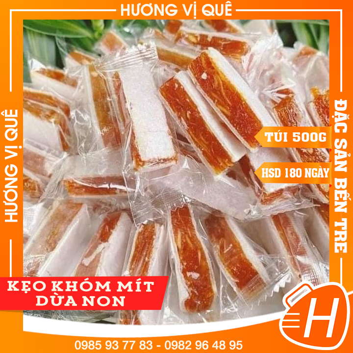 Kẹo khóm mít dừa non - túi zip 500g - đặc sản bến tre