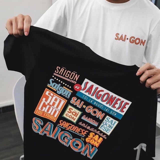 Áo thun tay lỡ saigon màu đen/trắng ?/nam nữ unisex/freeship 99k