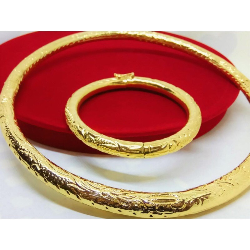 Kiềng cưới mạ vàng 24k kiềng cổ, lắc tay, phụ kiện cưới cô dâu ảnh thật