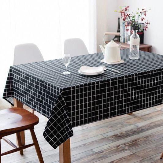 [HCM]Vải canvas vải bố thô caro đen sọc trắng trải bàn trang trí decor size 1mx1.5m