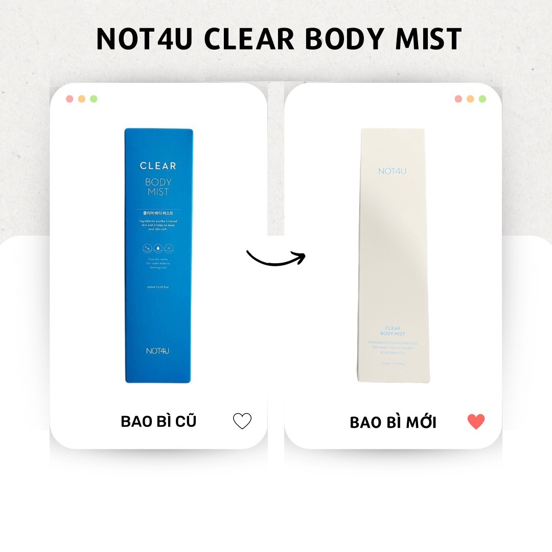 Xịt hỗ trợ giảm mụn lưng, toàn thân Not4U Clear Body Mist 200ml